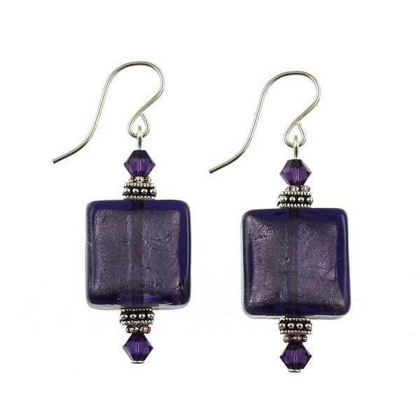 SE-157 Earring 14mm Square Plum Gorgeous