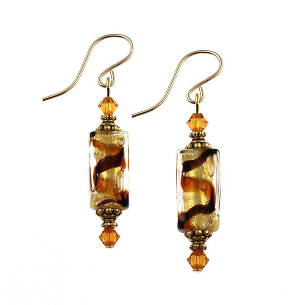 SE-386 Earring Rectangle Tiger's Eye