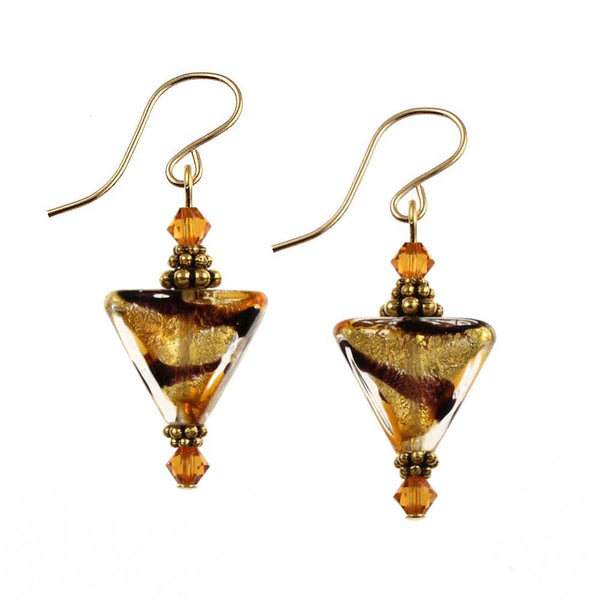 SE-387 Earring Triangle Tiger's Eye