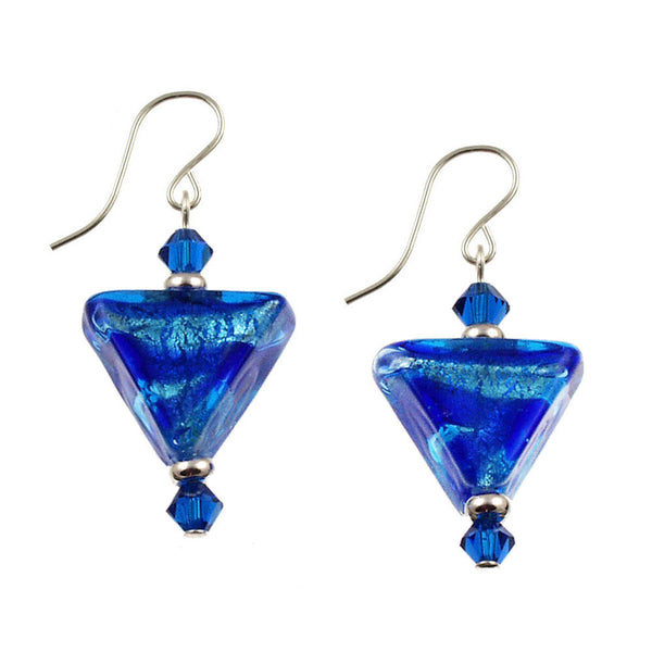 SE-536 Earring Triangle Cobalt Swirl
