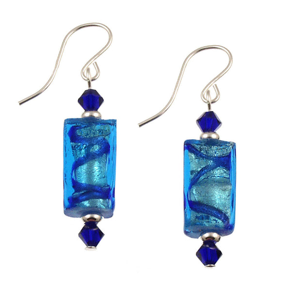 SE-537 Earring Rectangle Cobalt Swirl