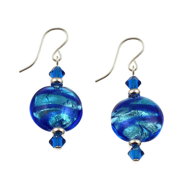 SE-538 Earring Lentil Cobalt Swirl