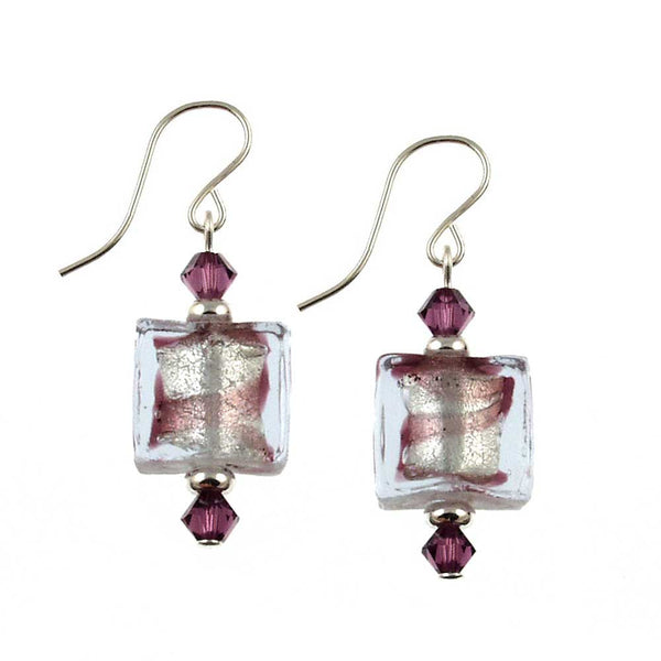 SE-540 Earring Square Amethyst Swirl