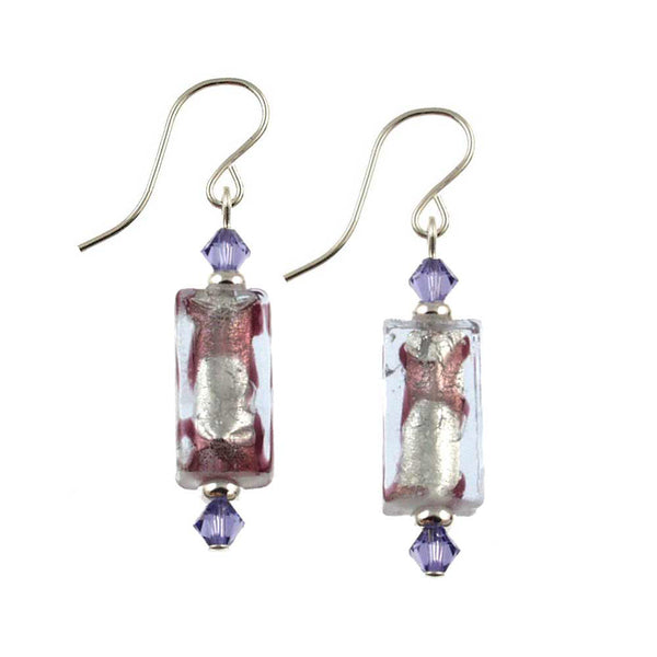 SE-542 Earring Rectangle Amethyst Swirl