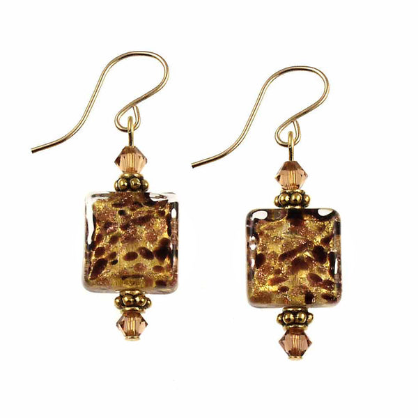 SE-727 Earring 12mm Square Elegant Leopard